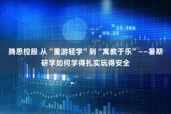 腾思控股 从“重游轻学”到“寓教于乐”——暑期研学如何学得扎实玩得安全