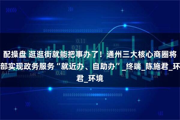 配操盘 逛逛街就能把事办了！通州三大核心商圈将全部实现政务服务“就近办、自助办”_终端_陈施君_环境